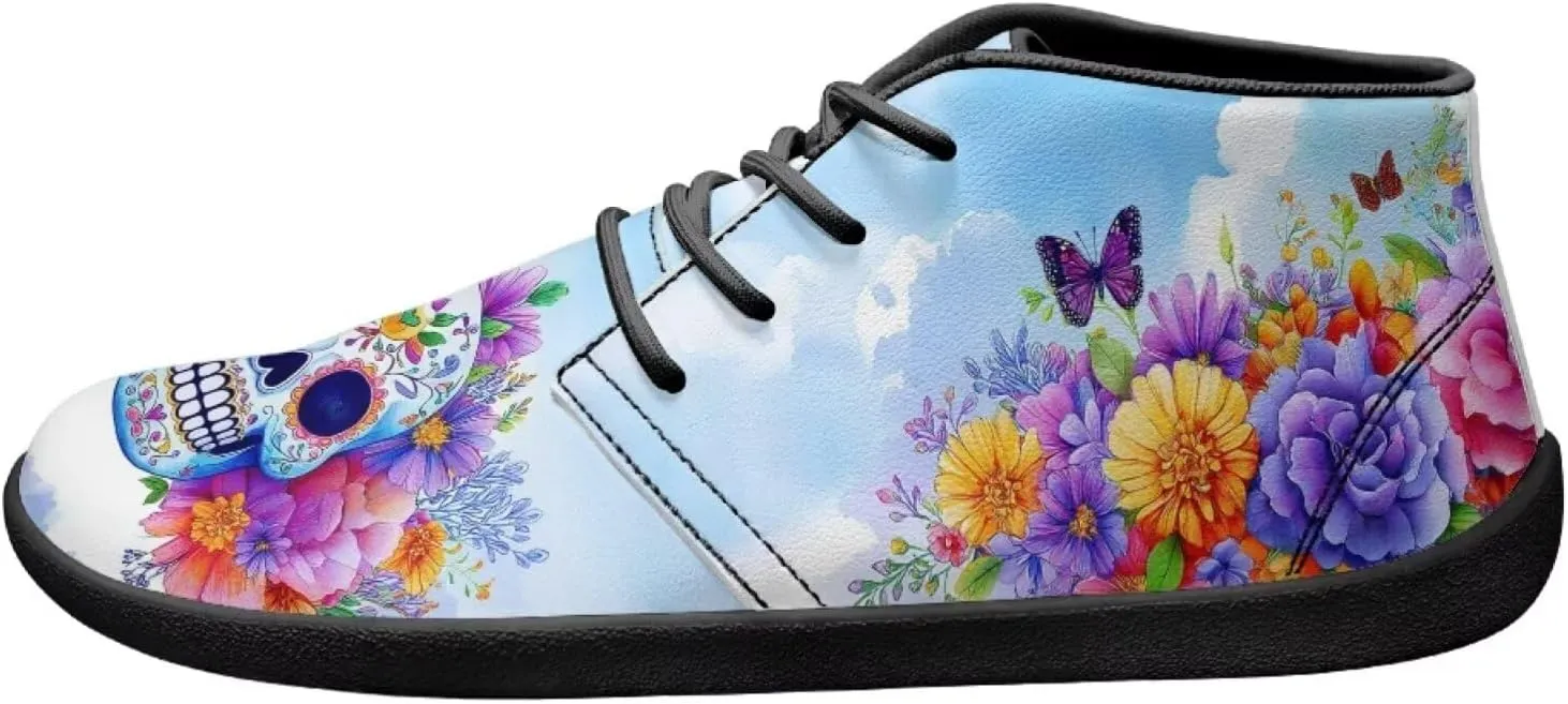 Howilath Skull Print Barefoot Shoes Men Wide Toe Box Low Zero Drop Sneaker Anti-Skid Low Top Minimalist Shoes