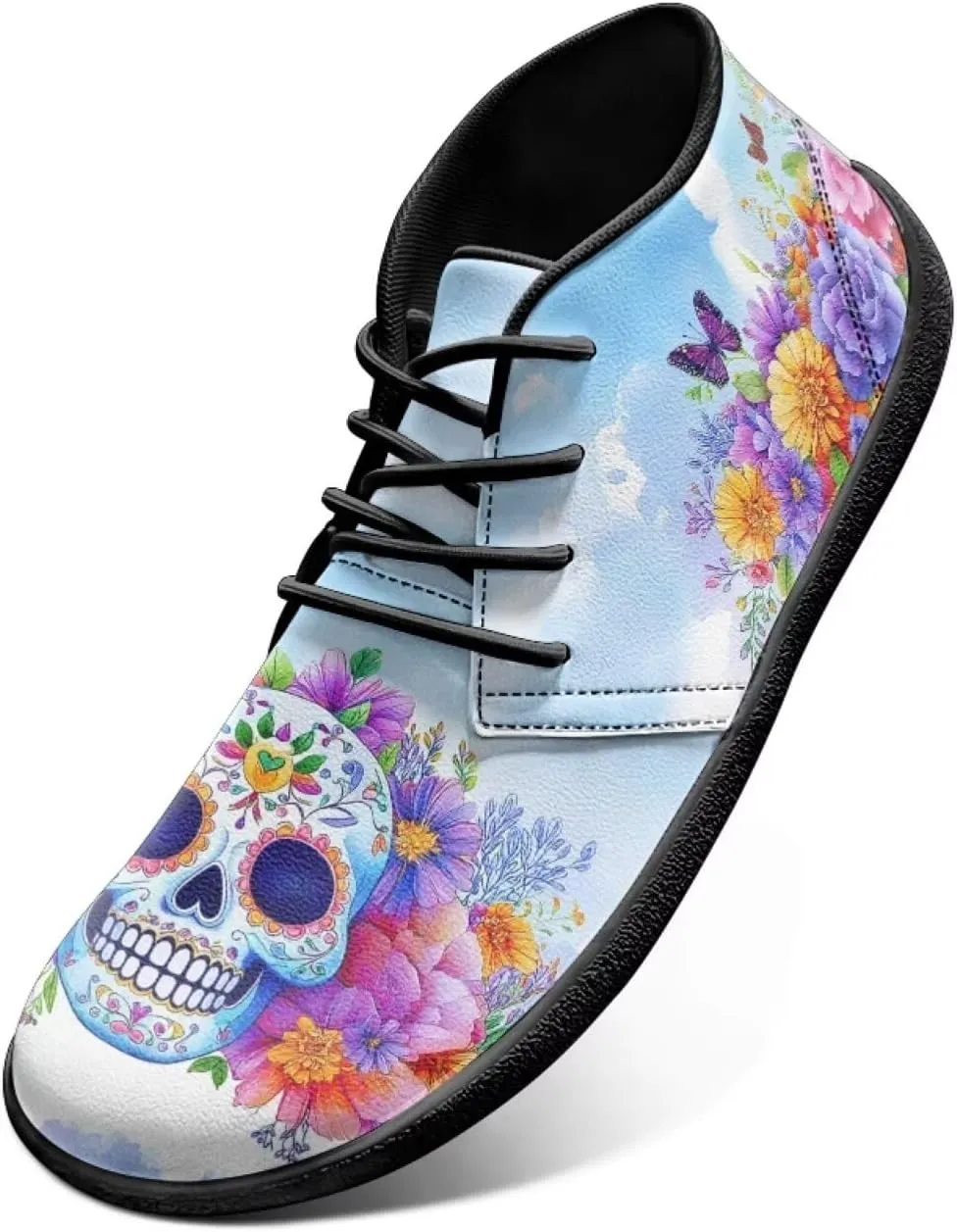 Howilath Skull Print Barefoot Shoes Men Wide Toe Box Low Zero Drop Sneaker Anti-Skid Low Top Minimalist Shoes