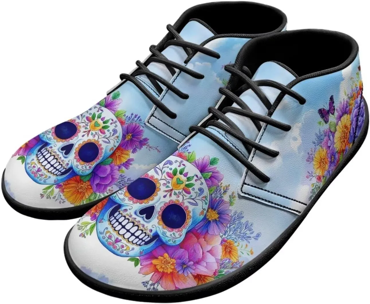 Howilath Skull Print Barefoot Shoes Men Wide Toe Box Low Zero Drop Sneaker Anti-Skid Low Top Minimalist Shoes