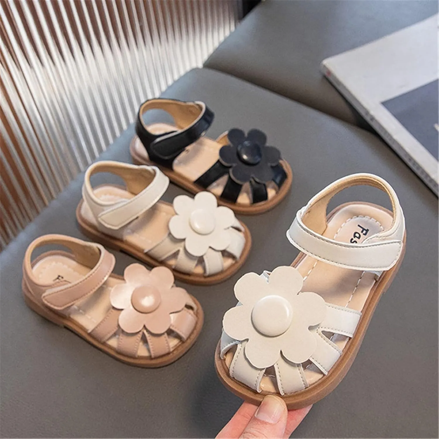Infant Baby Girls Sandals Summer Outdoor Casual Beach Shoes with Flower Anti Slip Rubber Sole Newborn First Walking Shoes