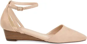 Journee Collection Women's Ark Pointed Toe Ankle Wedge  Color Nude Size 7M