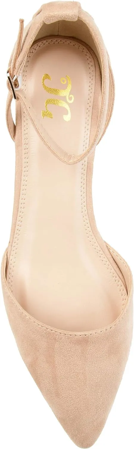 Journee Collection Women's Ark Pointed Toe Ankle Wedge  Color Nude Size 7M