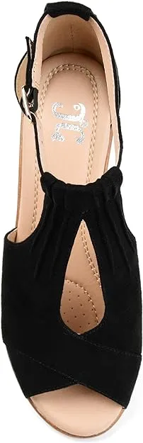 Journee Collection Women's Kedzie Ankle-strap Wedges  Color Black Size 7M