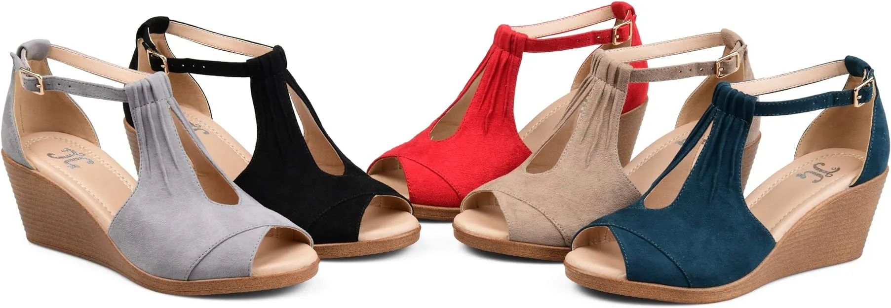 Journee Collection Women's Kedzie Ankle-strap Wedges  Color Black Size 7M