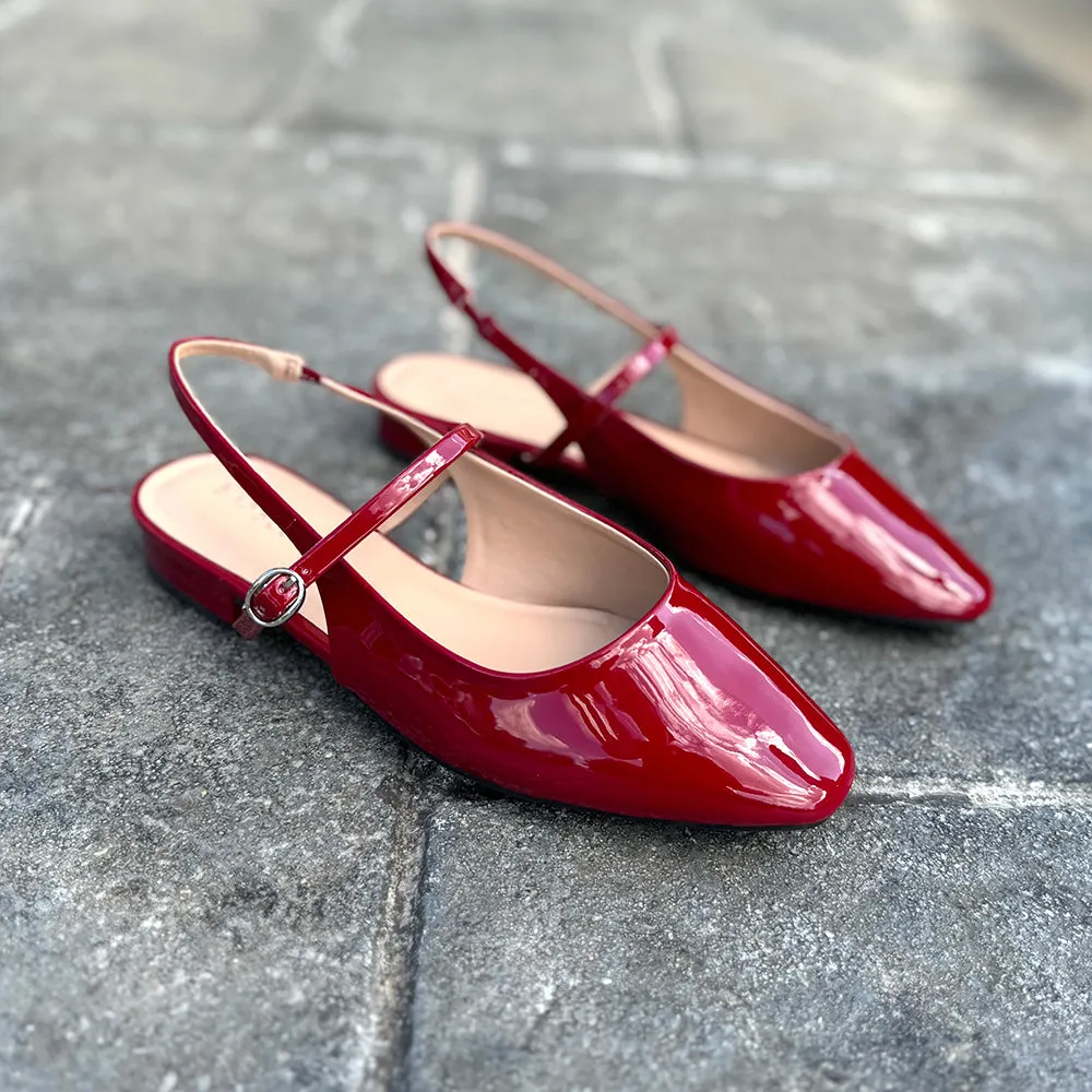 Juliet Red Patent Flats