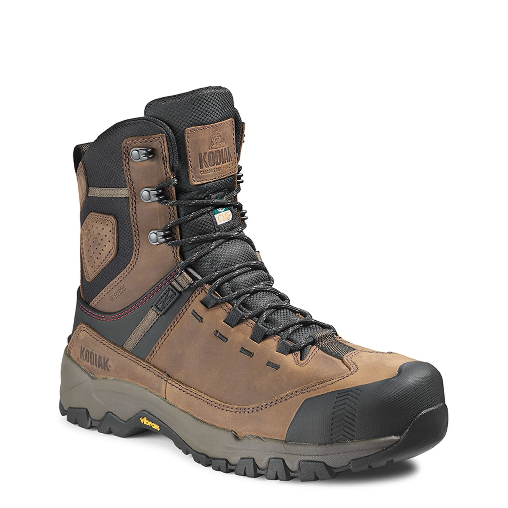 Kodiak Men's 8" Quest Bound Waterproof Safety Work Boots – Composite Toe, Premium Full Grain Leather, Slip-Resistant Outsole | Sizes 7-15