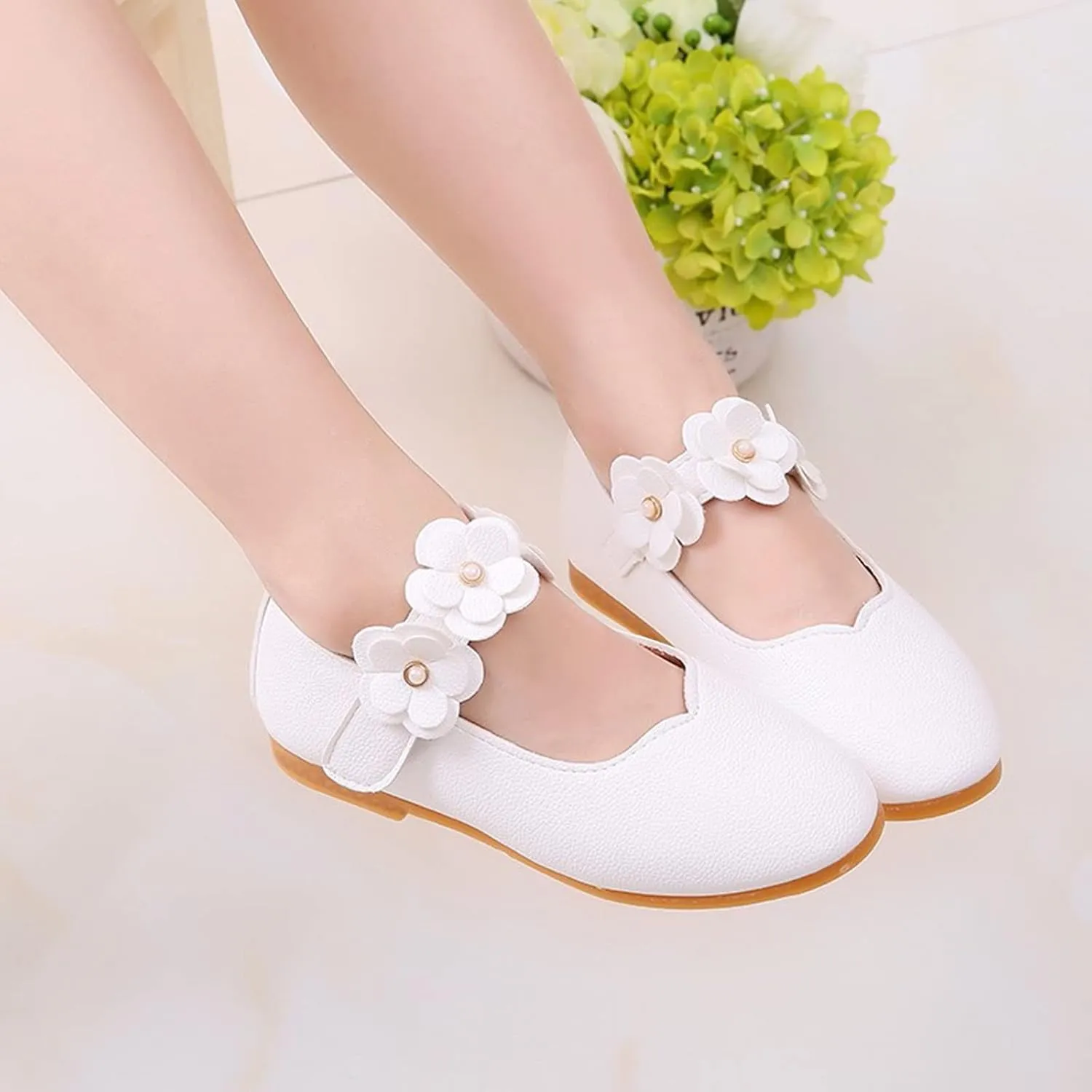 Little Girls Flower Dress Ballet Mary Jane Bow Flat Toddler Closed Toe Wedding Part Ballerina School Ballet Shoes