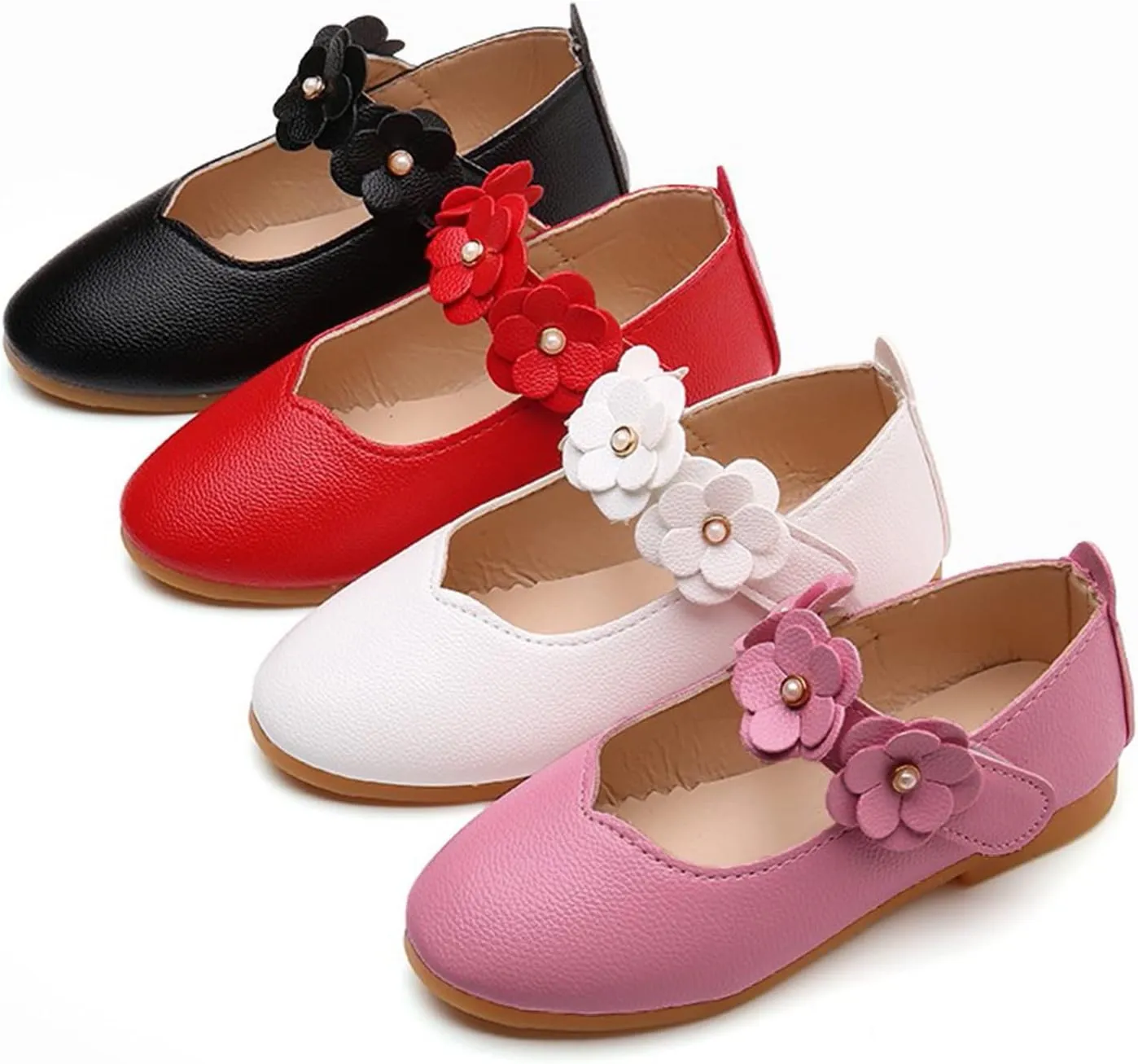 Little Girls Flower Dress Ballet Mary Jane Bow Flat Toddler Closed Toe Wedding Part Ballerina School Ballet Shoes
