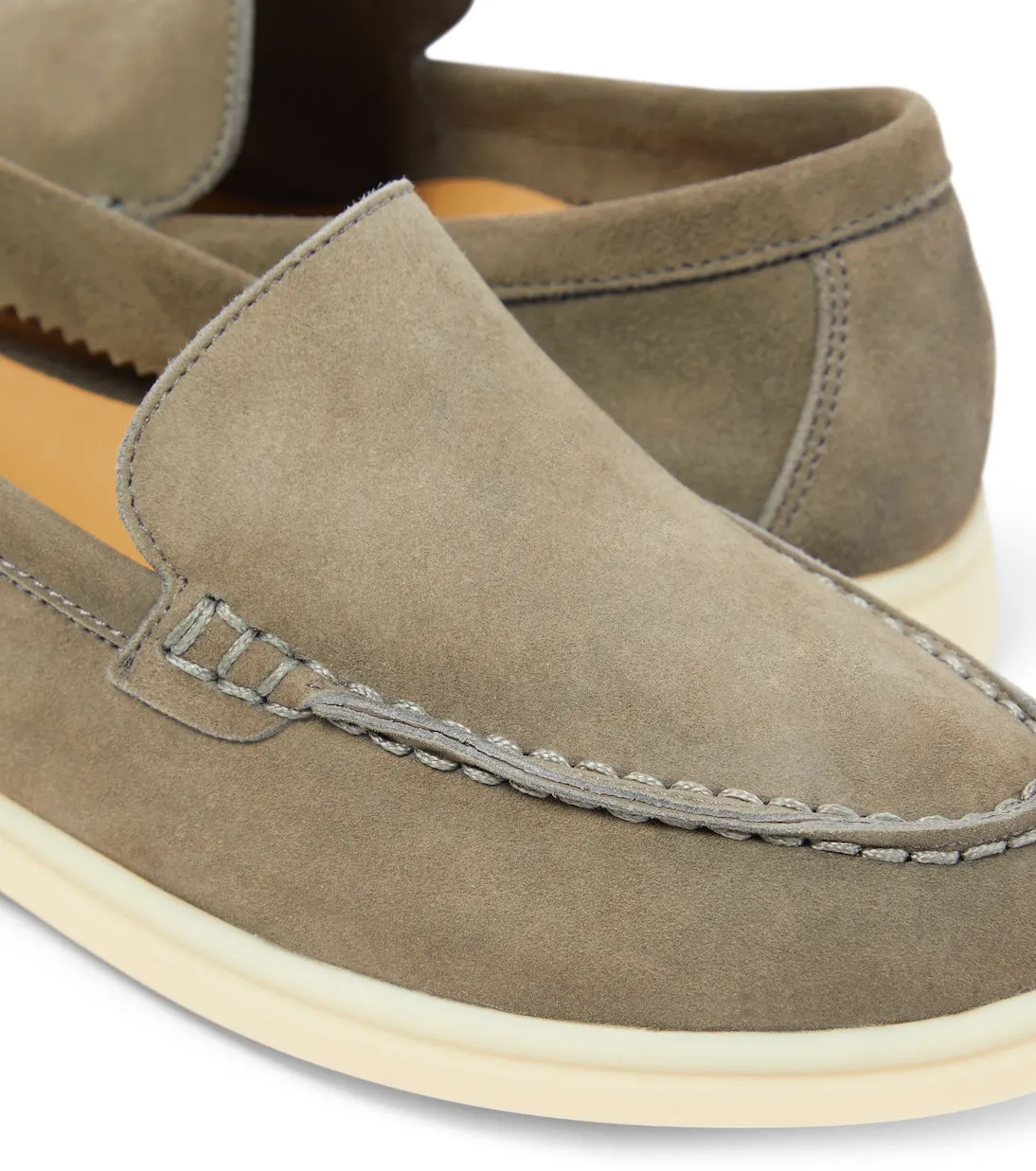 Loro Piana summer walk suede loafers, gray
