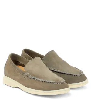 Loro Piana summer walk suede loafers, gray