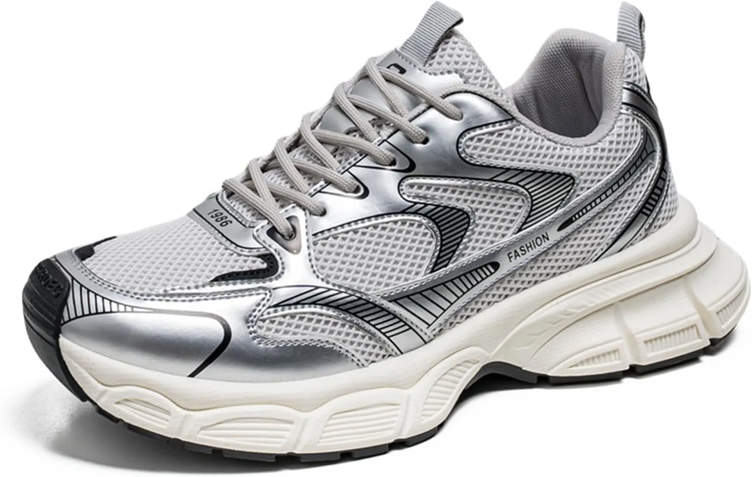 Men's Fashion Platform Chunky Lace-Up Sneakers Y2K-Style Round Toe Workout Sport Casual Non Slip Tennis Walking Shoes