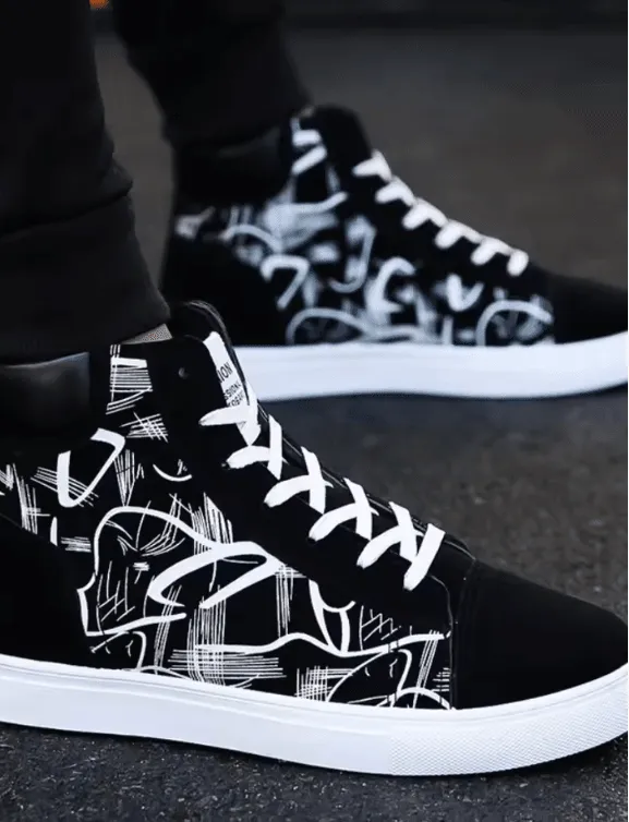 Men’s High Top Canvas Sneakers – Fashion Platform Vulcanized Shoes for Spring & Winter
