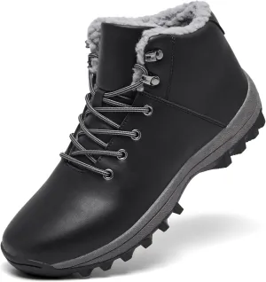 Mens Winter Warm Snow Boots Fur Lined Water Resistant Non-Slip Insulated Waterprof Winter Hiking Wrok Shoes