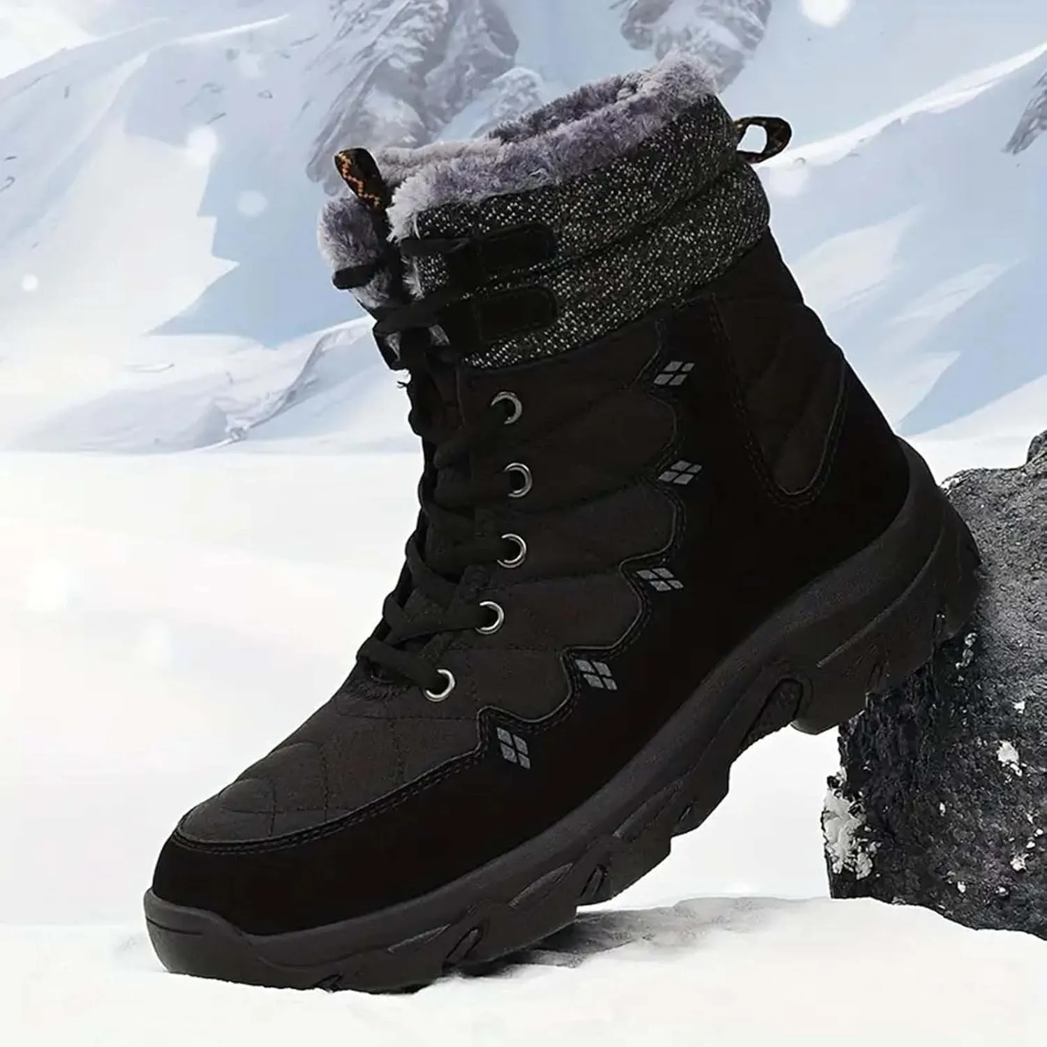 Mens Work Boots Wide Width Hiking Sneakers Fur Lined Ankle Boot Working Shoes for Women Steel Toe Waterproof Outdoor Shoes Lightweight Hike Grounded Footwear
