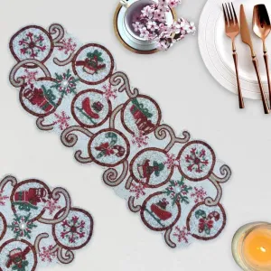 Modern Multicolor Embroidered Table Runner for Contemporary Style | 36 x 12 inches