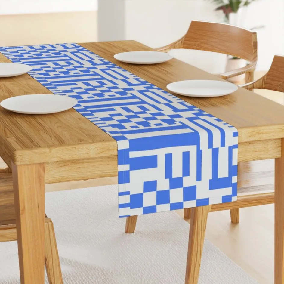 Modern Patchwork Table Runner - Azure