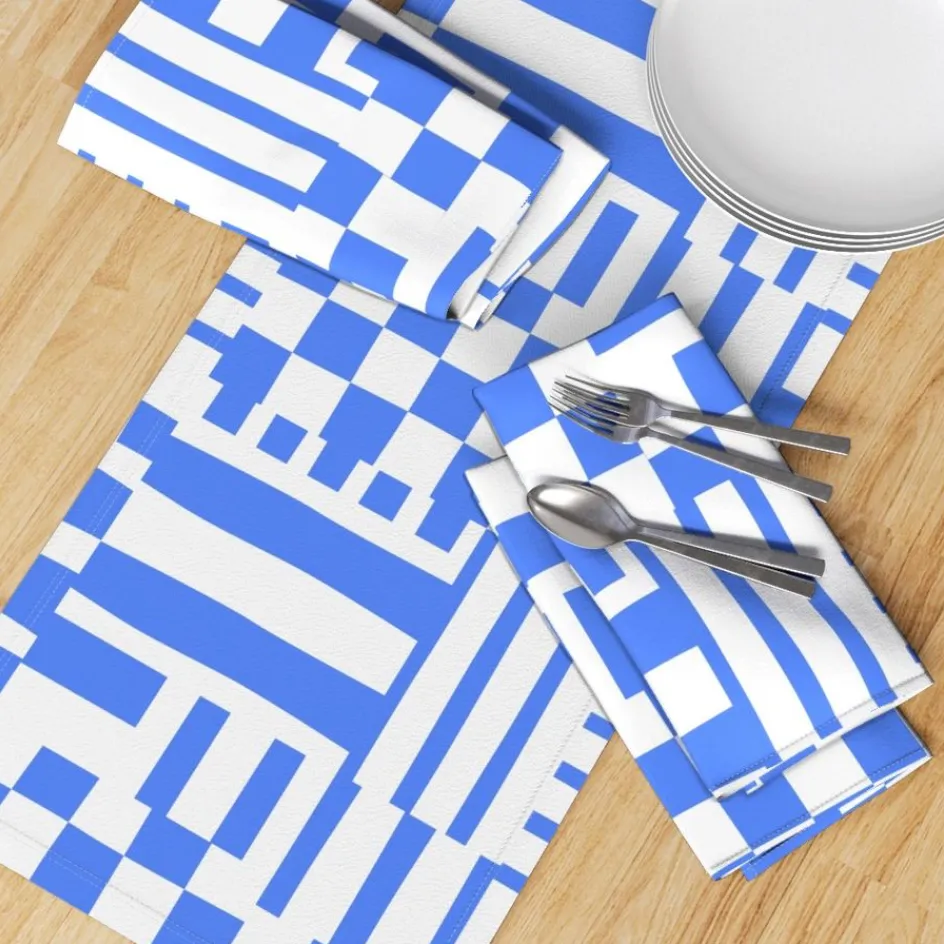 Modern Patchwork Table Runner - Azure