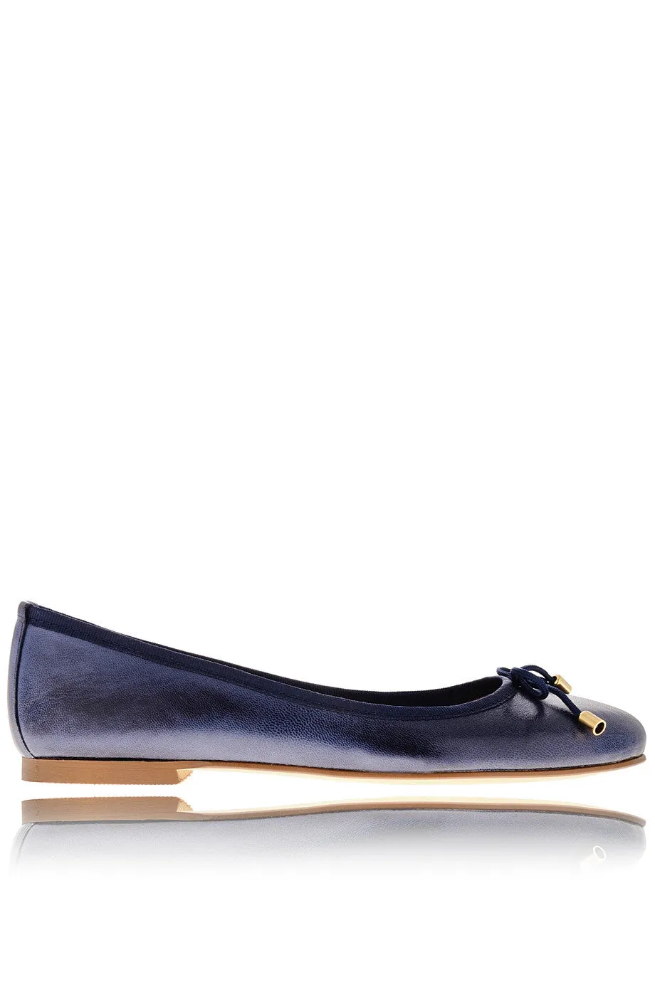 NAVY BLUE Leather Ballerinas