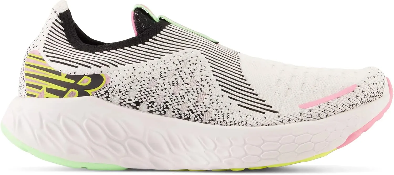 New Balance Women's Fresh Foam X 1080 Unlaced V1 Running Shoe, White/Black/Vibrant Green/Bubblegum