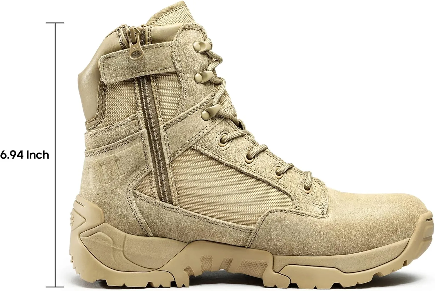 NORTIV 8 Men's Military Tactical Work Boots Side Zipper Leather Motorcycle Combat Boots Trooper(6-8 Inches)