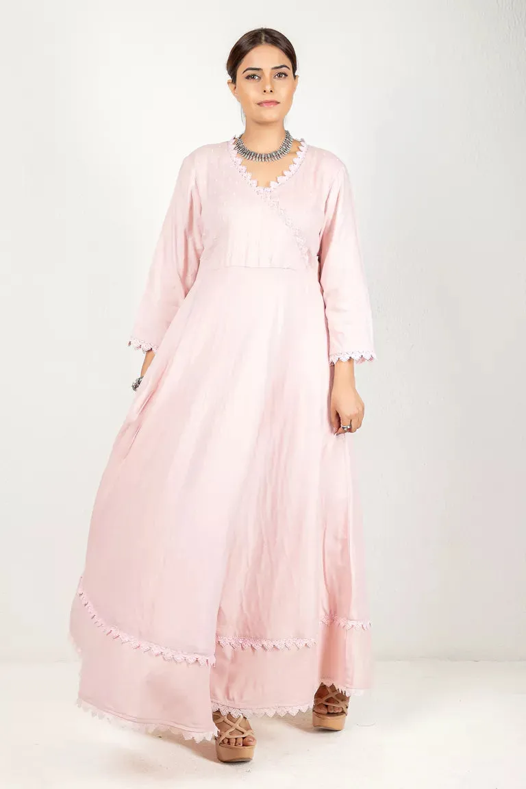 Nude Pink 3/4 Sleeves Cotton Kurta