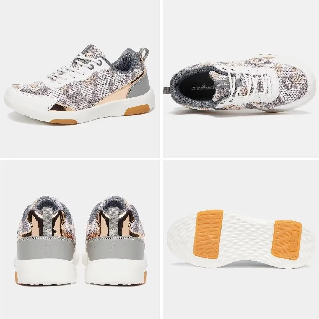 OrthoComfoot Women's Orthopedic Walking Shoes with Arch Support: Comfortable Fashion Sneakers for Plantar Fasciitis, Casual Orthotic Sneakers for Heel and Foot Pain Relief