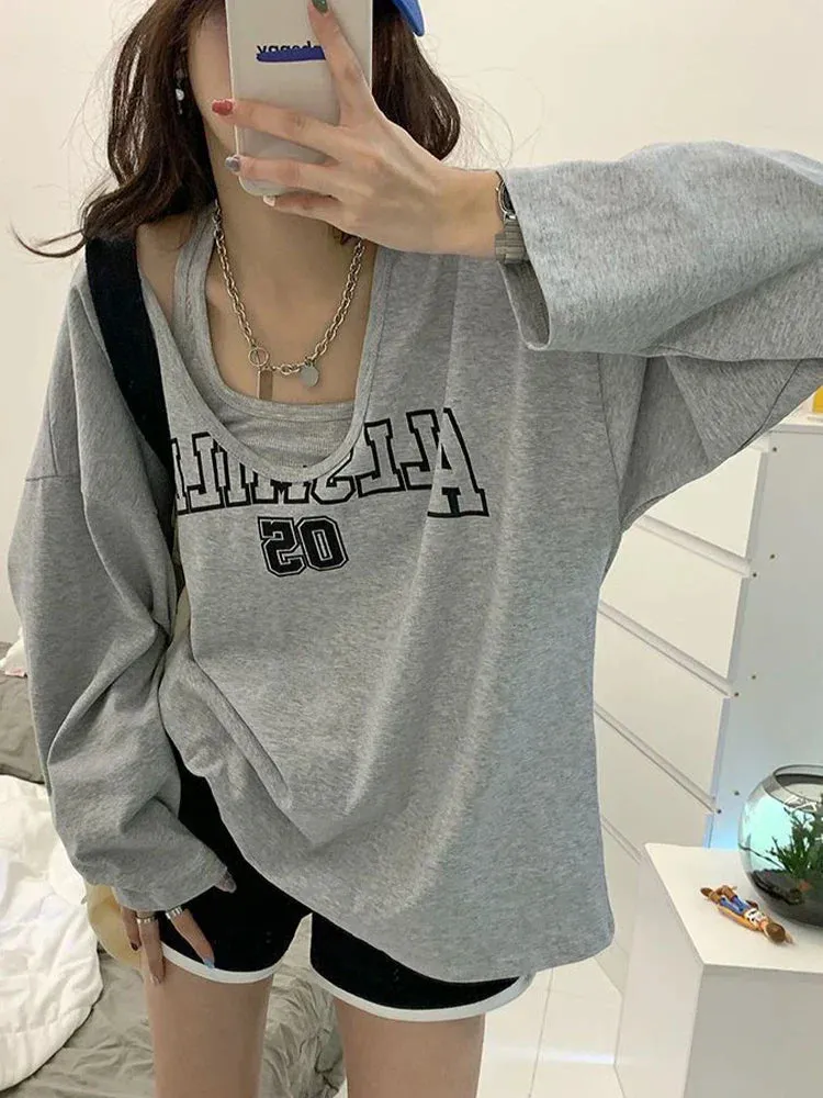 Oversized Halter Letter Print Sweatshirt From Kawaii Stop