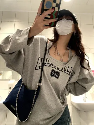 Oversized Halter Letter Print Sweatshirt From Kawaii Stop