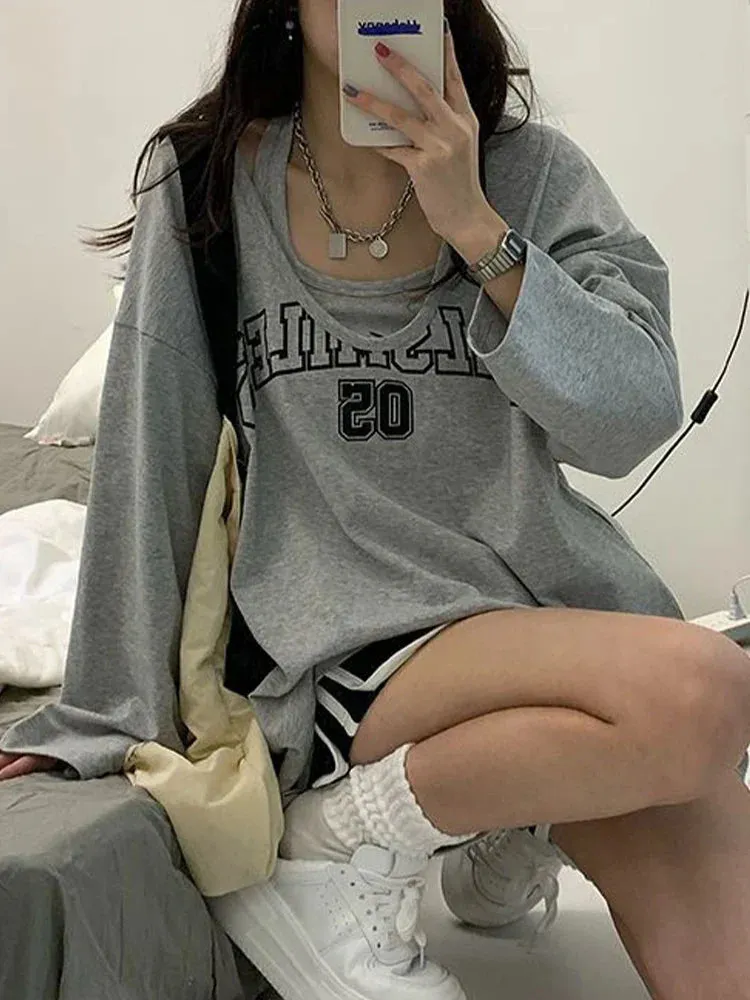 Oversized Halter Letter Print Sweatshirt From Kawaii Stop