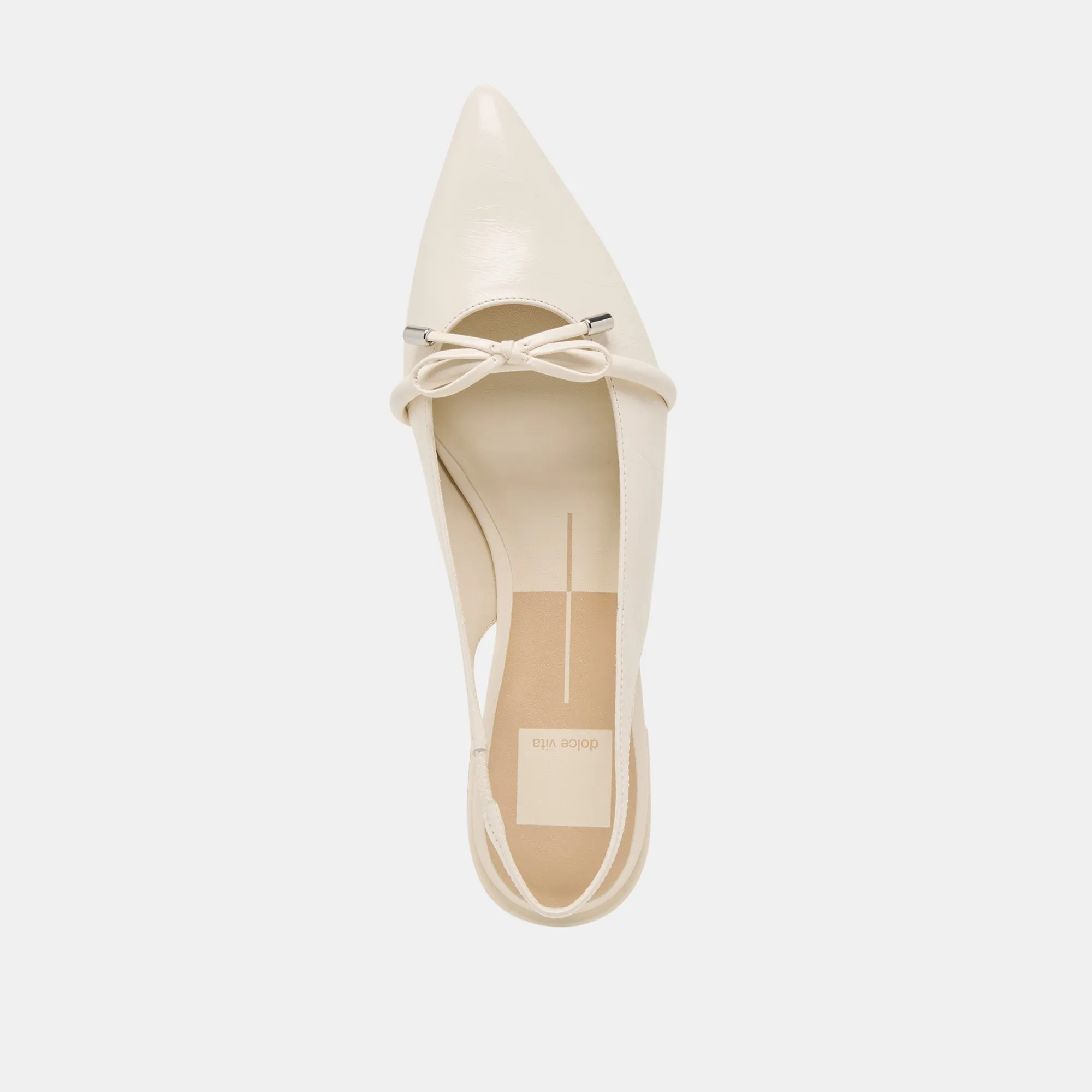 PAYGE FLATS OFF WHITE CRINKLE PATENT