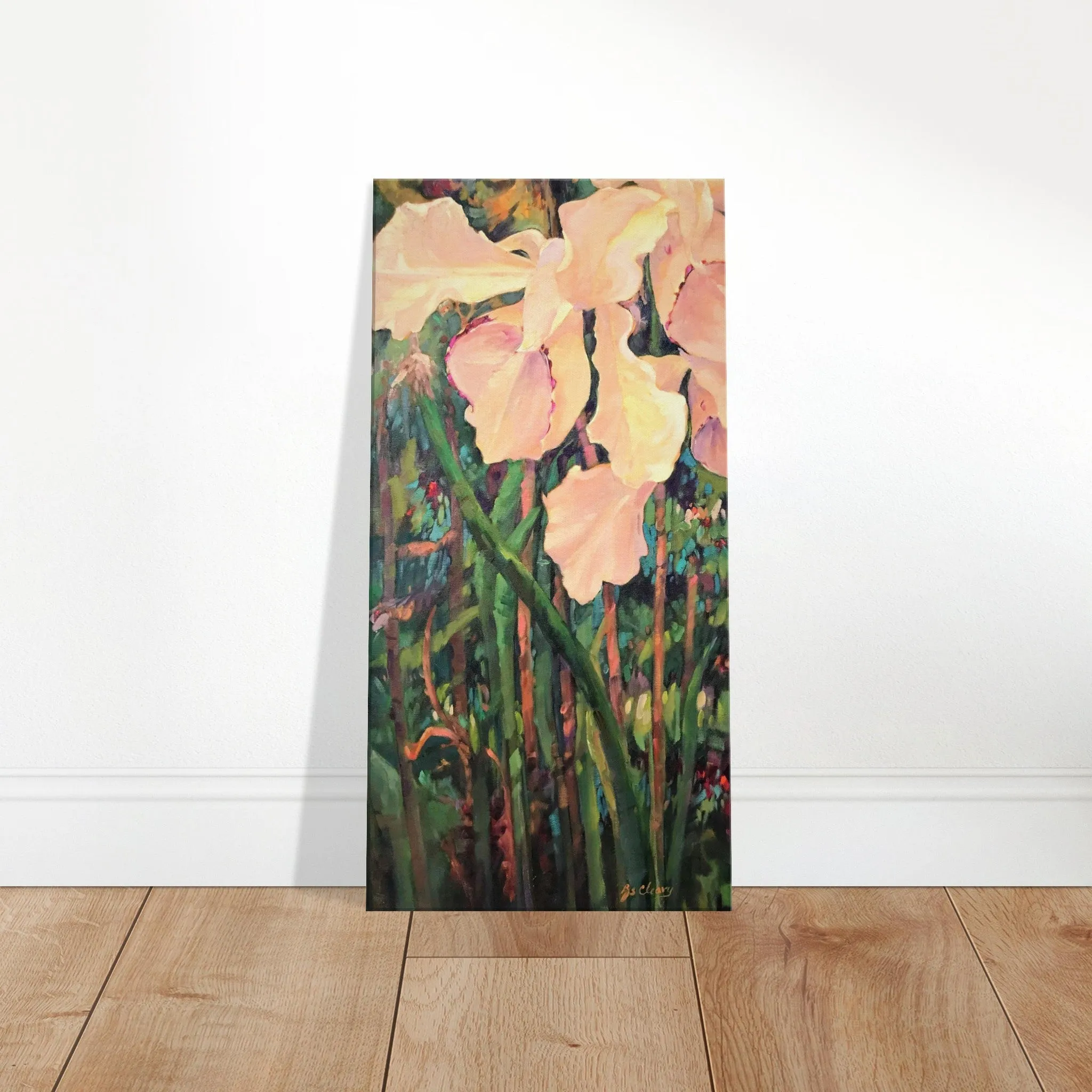 'Pink Orchid' Floral I 16x32 inch Art Print on Canvas I Original Artwork by American Artist Barbara Cleary