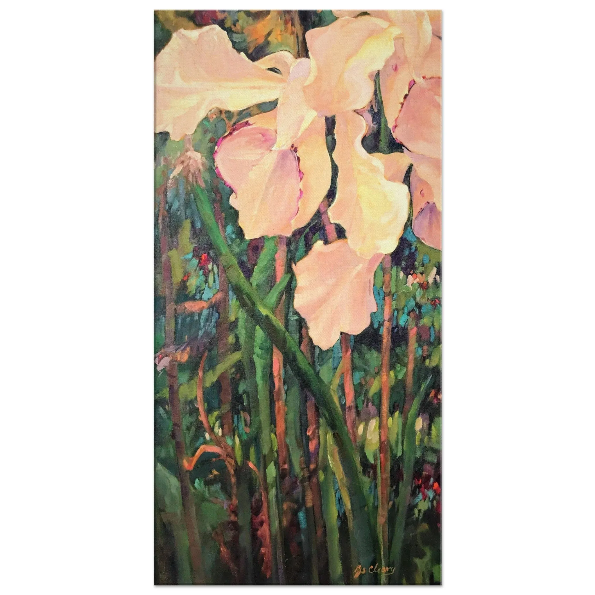 'Pink Orchid' Floral I 16x32 inch Art Print on Canvas I Original Artwork by American Artist Barbara Cleary