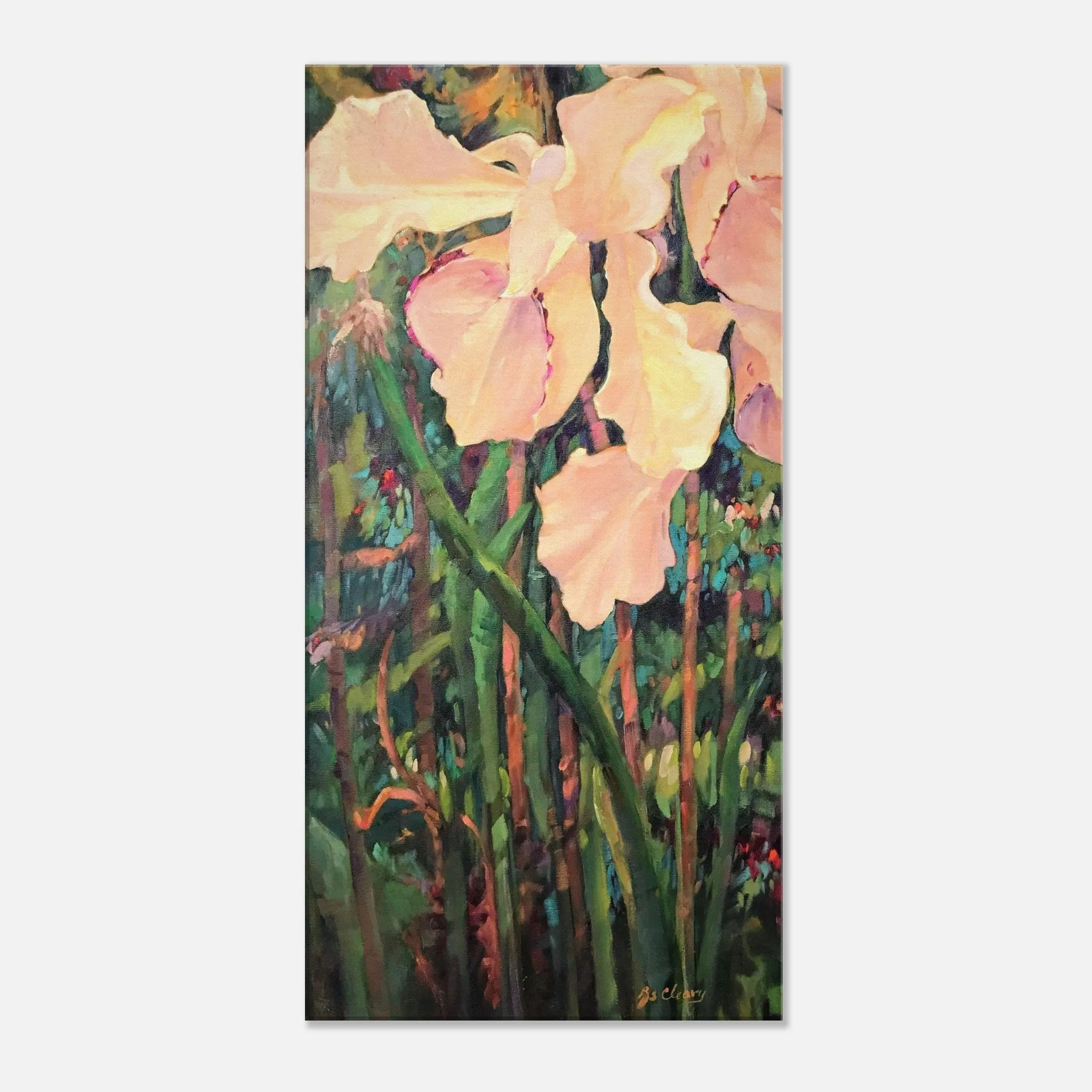 'Pink Orchid' Floral I 16x32 inch Art Print on Canvas I Original Artwork by American Artist Barbara Cleary