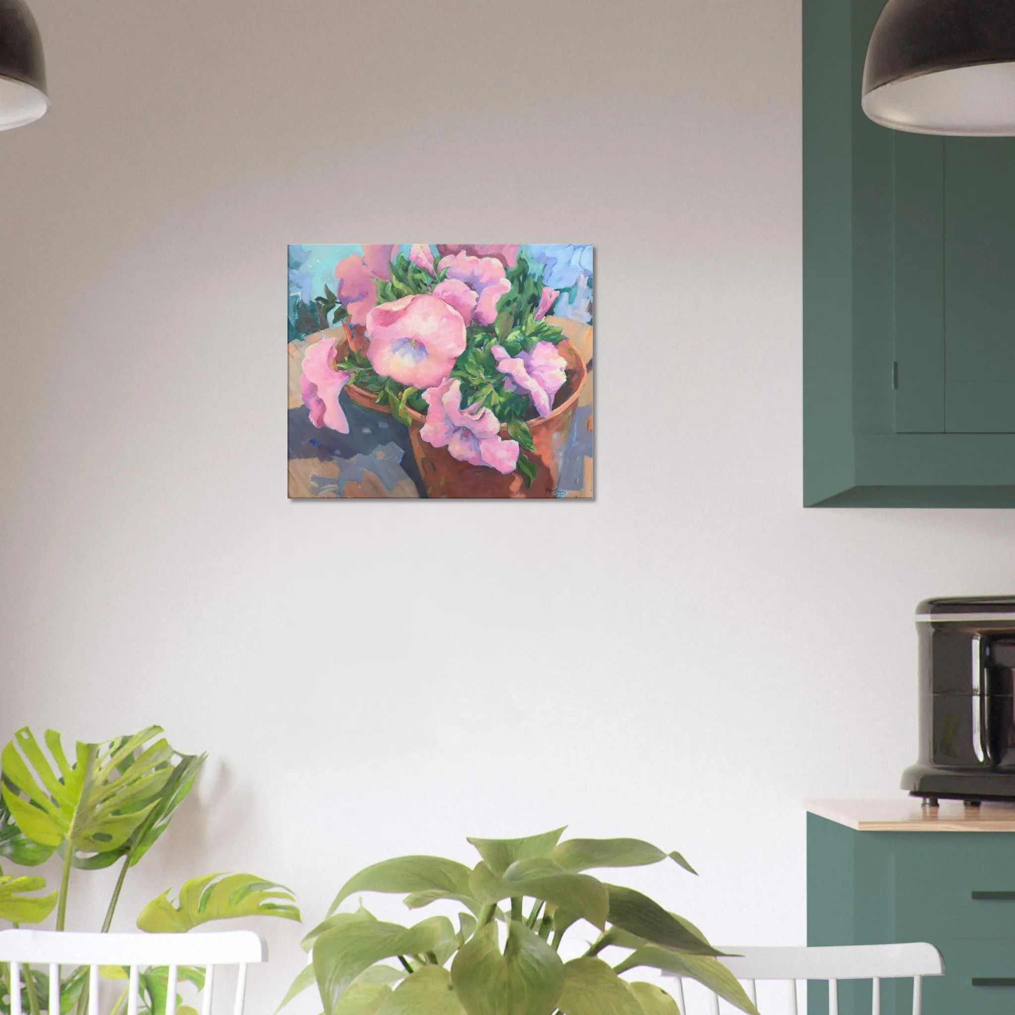 'Pink Petals in Bloom Floral I 20x24 inch Art Print on Canvas I Original Artwork by American Artist Barbara Cleary