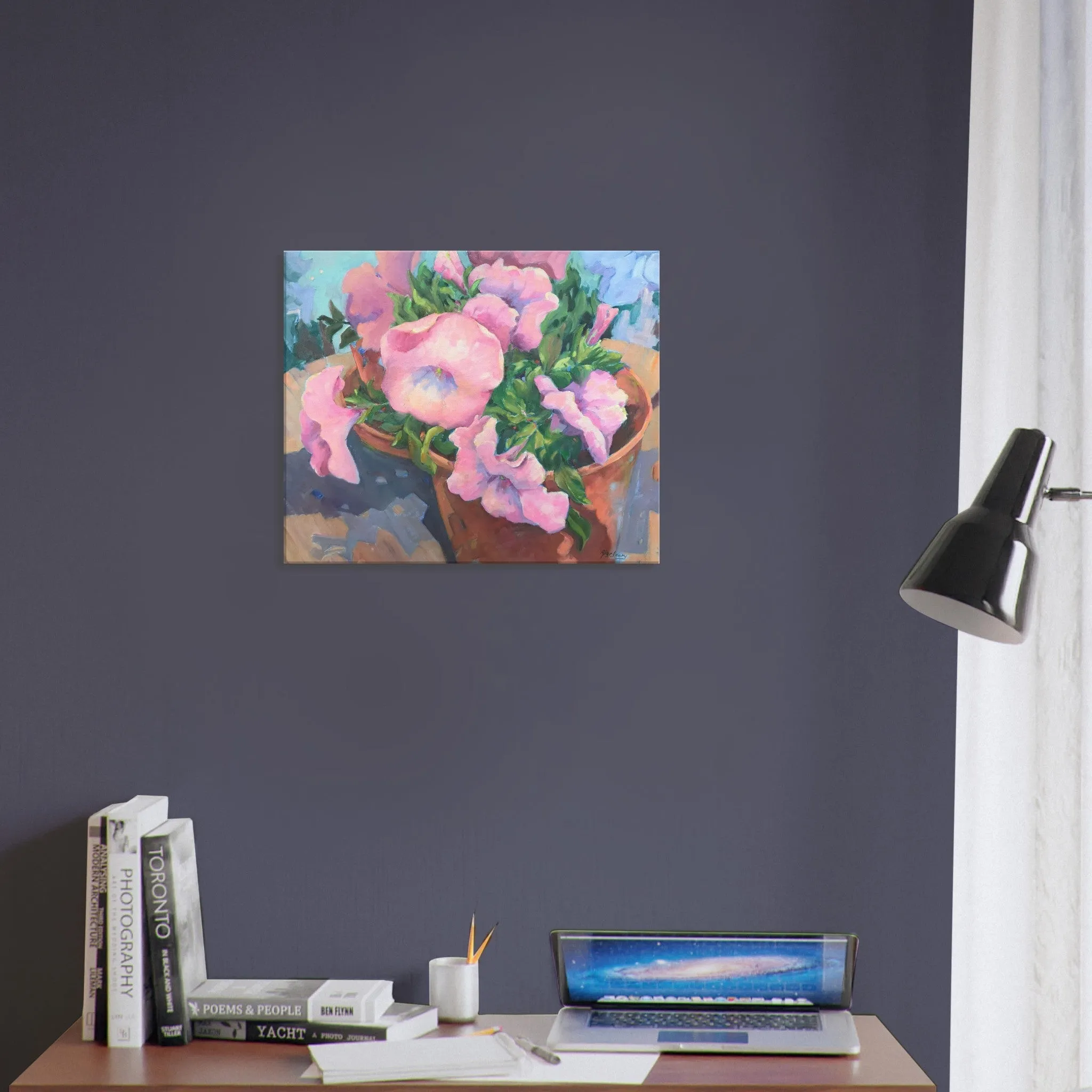 'Pink Petals in Bloom Floral I 20x24 inch Art Print on Canvas I Original Artwork by American Artist Barbara Cleary