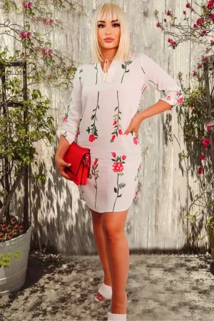 Pure Charm Floral Shirt Dress (White Multi)