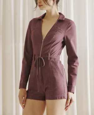 Purple Denim Jumpsuit For Women, Jean Jumpsuit, Onesie