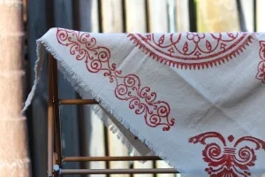 Red Block Printed Table Runner