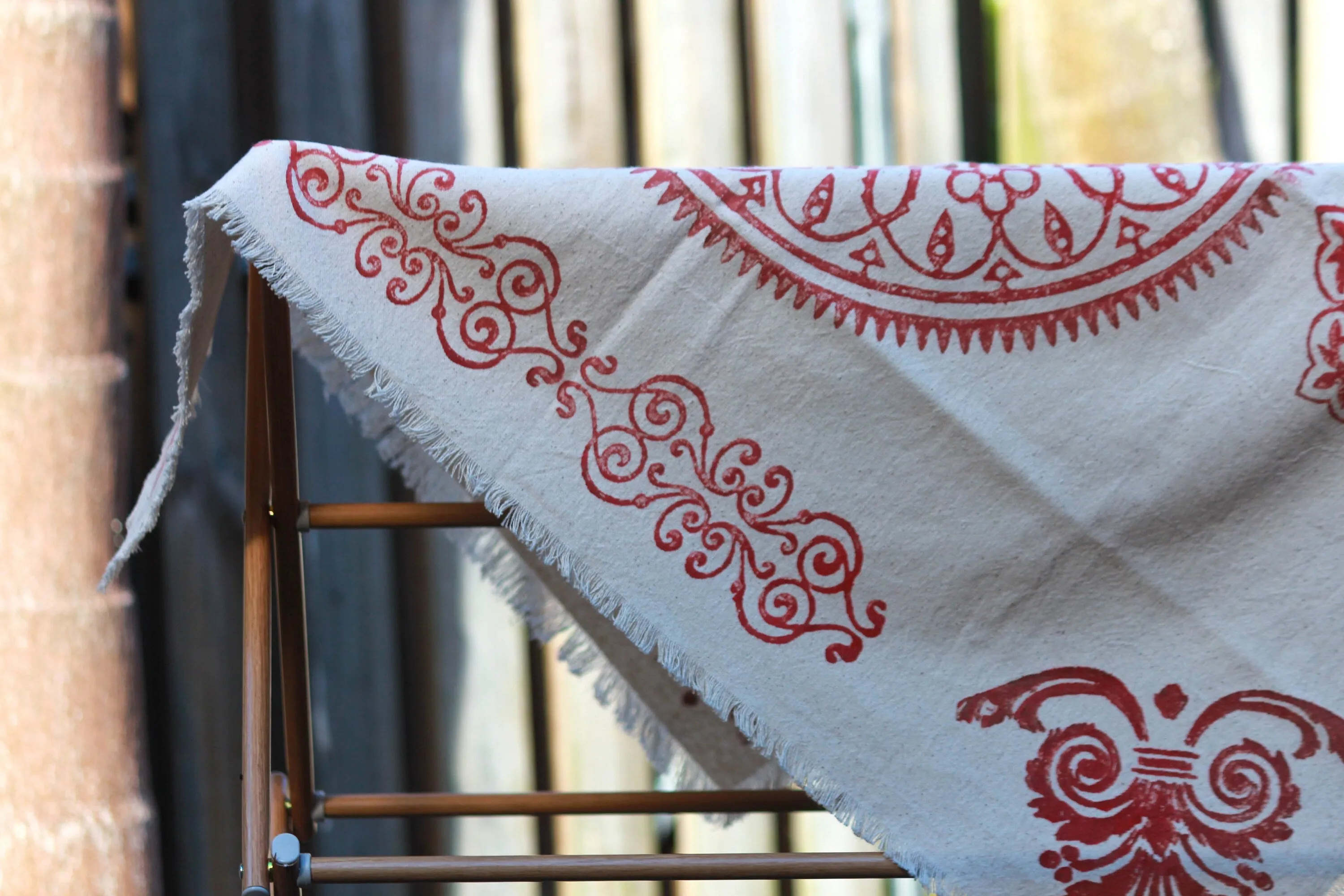 Red Block Printed Table Runner