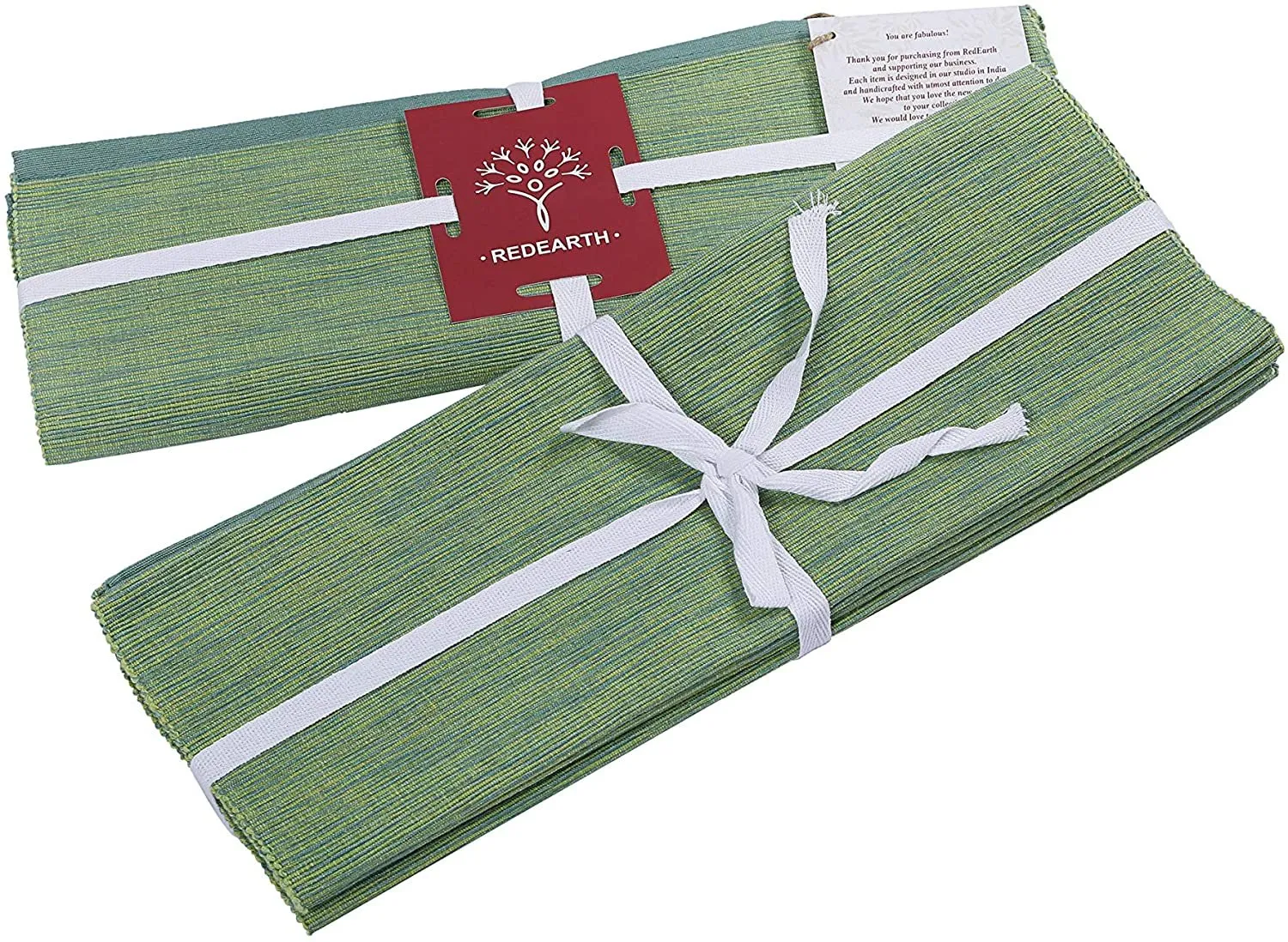 REDEARTH  Christmas Table Runner-Two Tone Thanksgiving Fall Harvest Decor Ribbed Woven Table Linen for Round, Rectangle Dining Table, Coffee Table, Console, Dresser; 100% Cotton (14"x72"; Green)