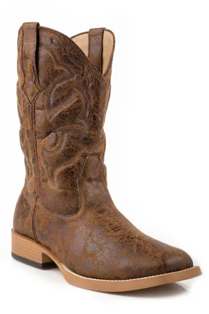 Roper Mens Scout Vintage Tan Faux Leather Cowboy Boots