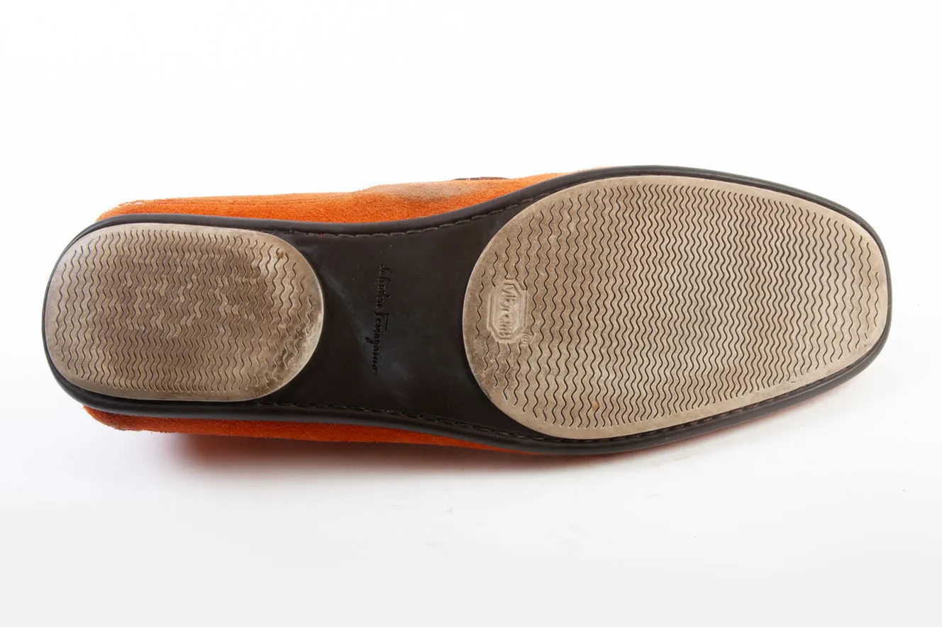 Salvatore Ferragamo Orange Suede Loafers
