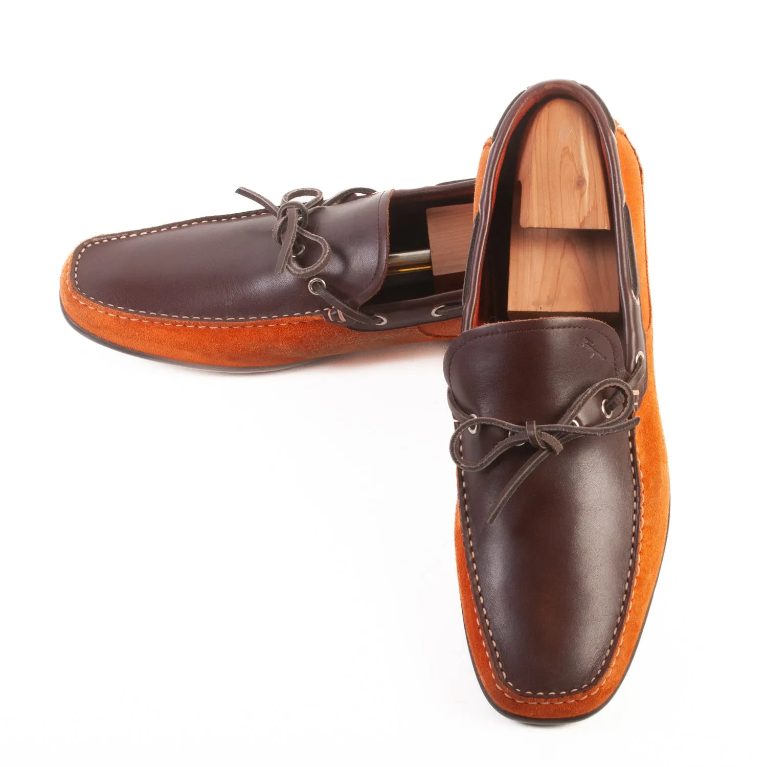 Salvatore Ferragamo Orange Suede Loafers