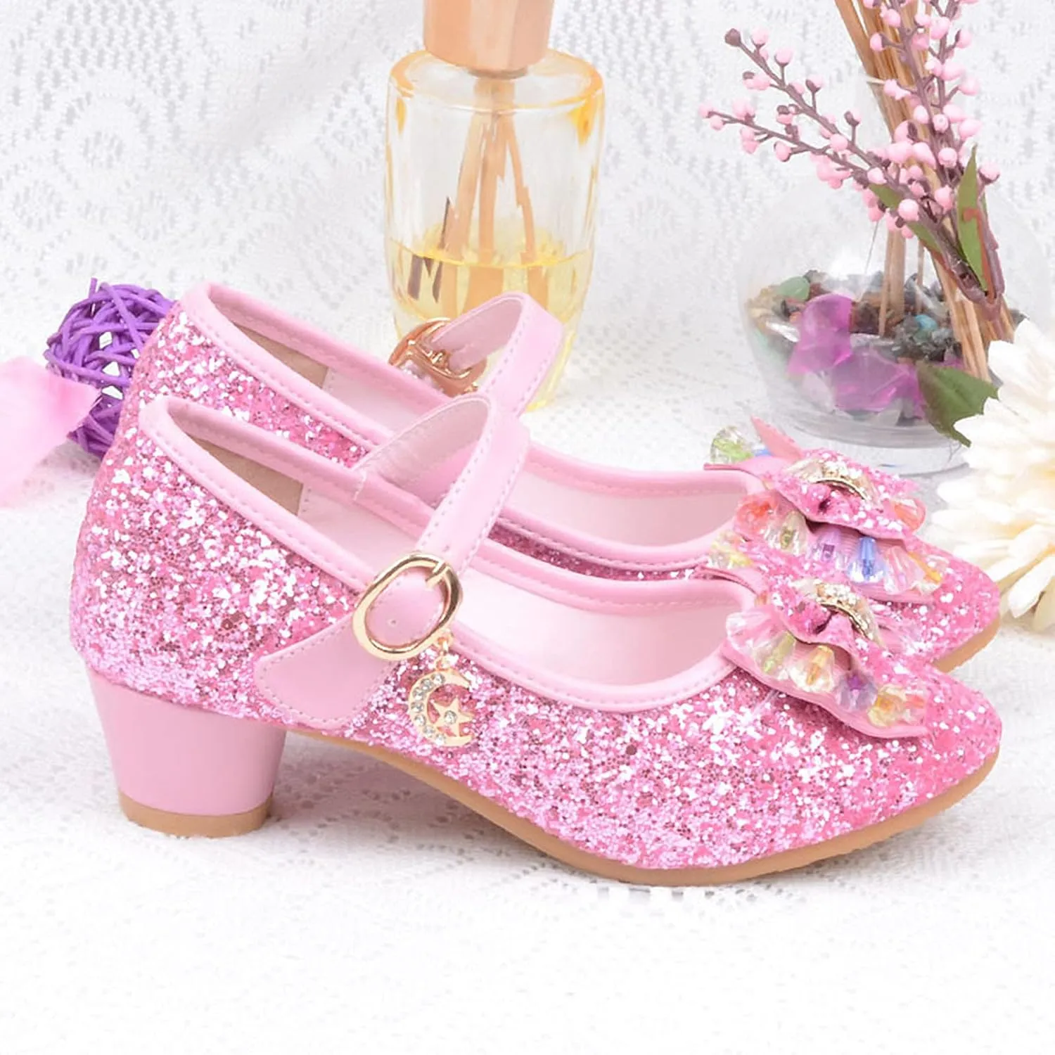 Shoes for Girls,5-13 Years Kids Baby Girls Pearl Crystal Bling Bowknot Single Princess Shoes Sandals Girl Shoes