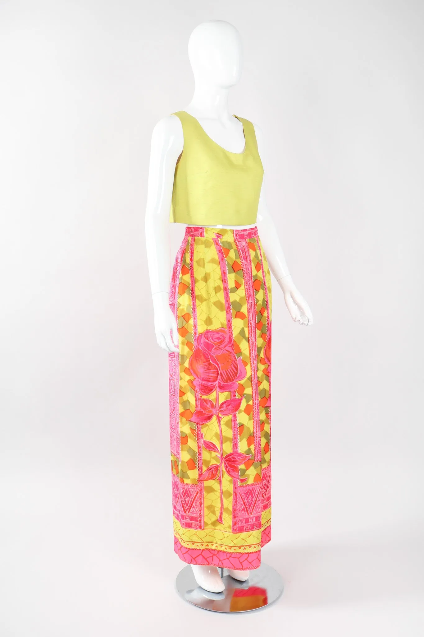 Silk Tiki Rose Top & Skirt Set