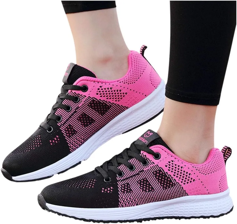 Sneakers for Women Walking Shoes Casual Lace Up Walking Shoes Women Jogging Shoes Dressy Casual Black Platform Sneaker Steel Toe Tennis Shoe Trainers Shoe