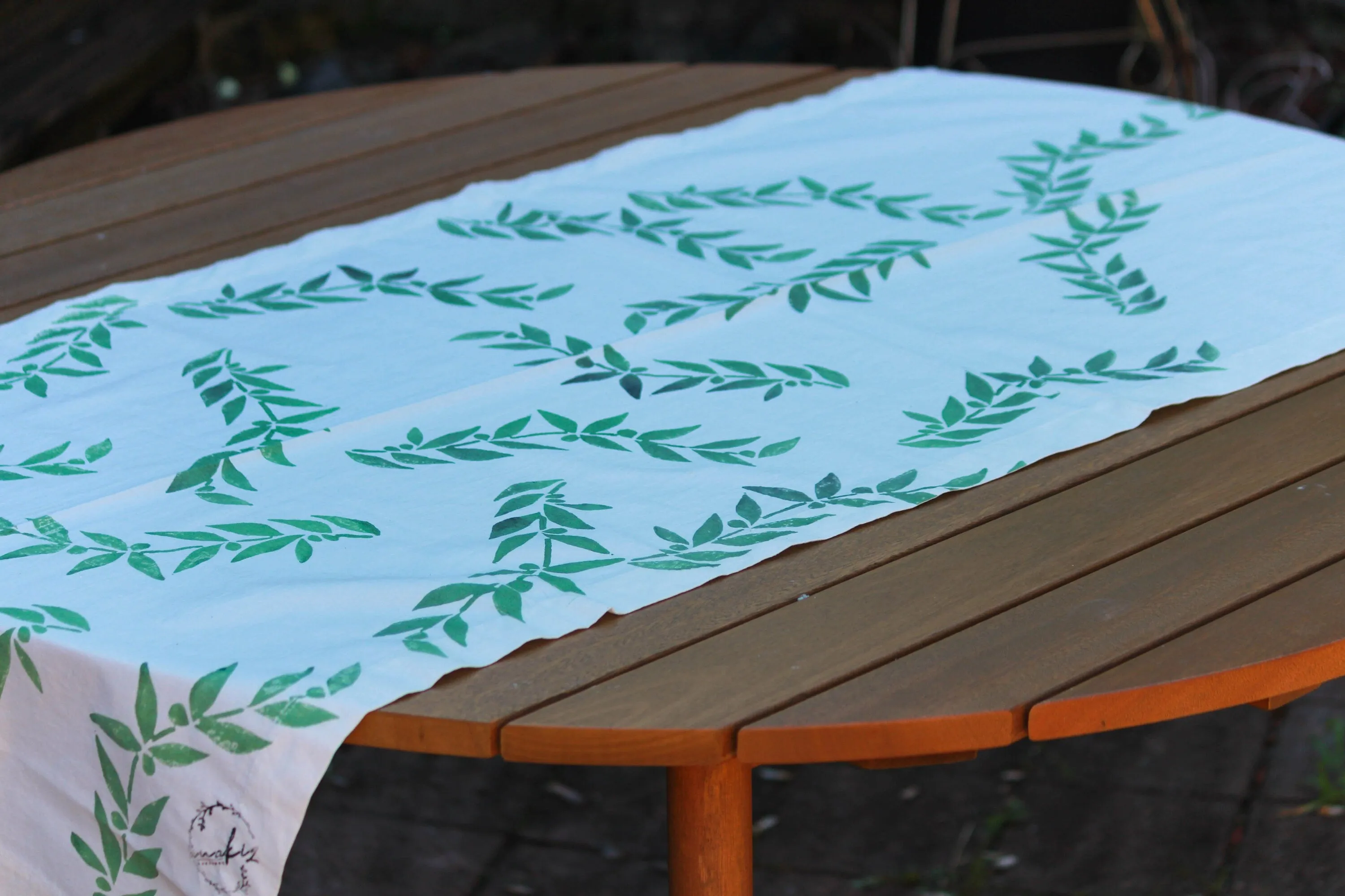 Spring Block Printed Table Runner