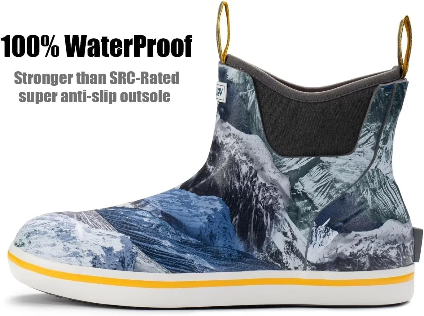 SUREWAY Men's Ankle Fishing Deck Boots for Men-Waterproof,Professional Non-Slip Soles for Wet Slippery Surface,Neoprene Rubber Rain Boot/Shoes for Hunting Boating Gardening