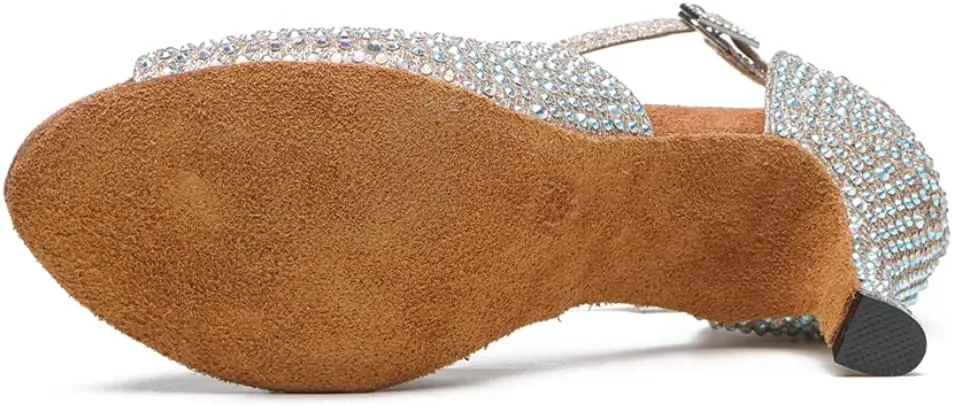 SWDZM Women's Latin Dance Shoes Peep-Toe Ballroom Salsa Chacha Performance Practice Dancing Shoes,Model-YCL522