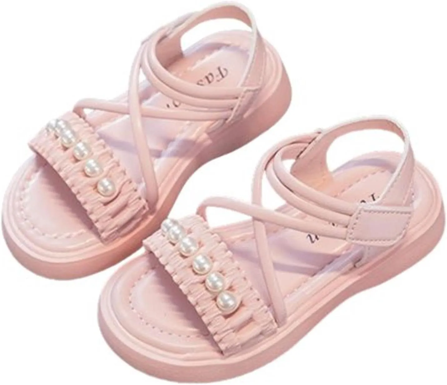 Toddler Baby Girls Open Toe Sandals Cute Pearl Flower Princess Flat Shoes Kids Girls Summer Mary Jane Shoes Sandals